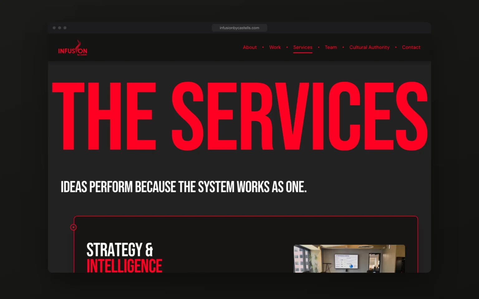 INFUSION by Castells website: services page