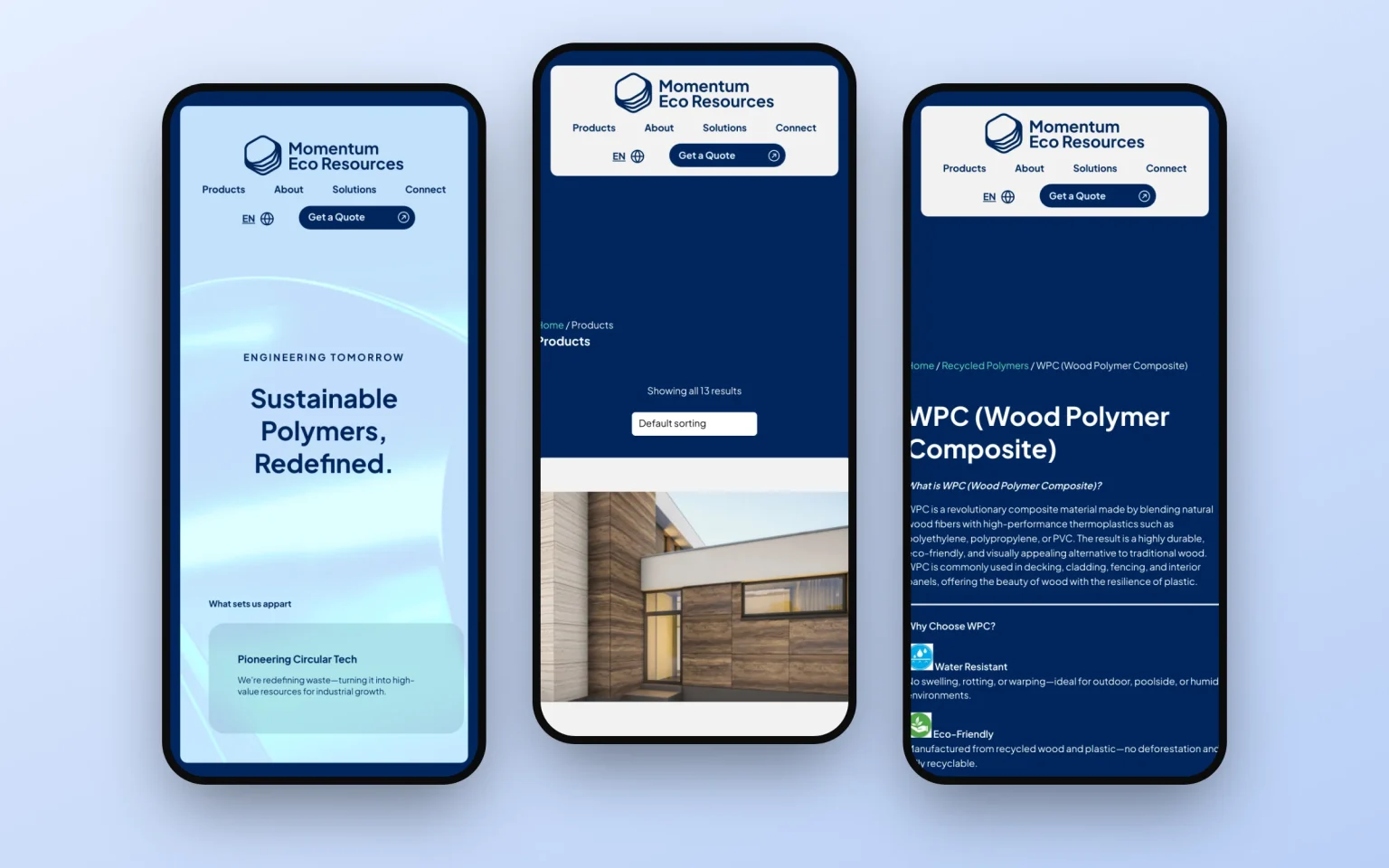 Momentum Eco Resources website on phones