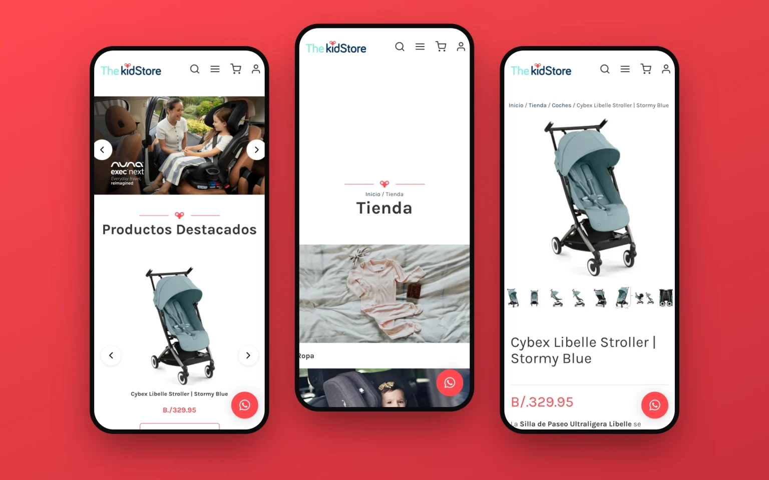 The Kidstore online store on phones